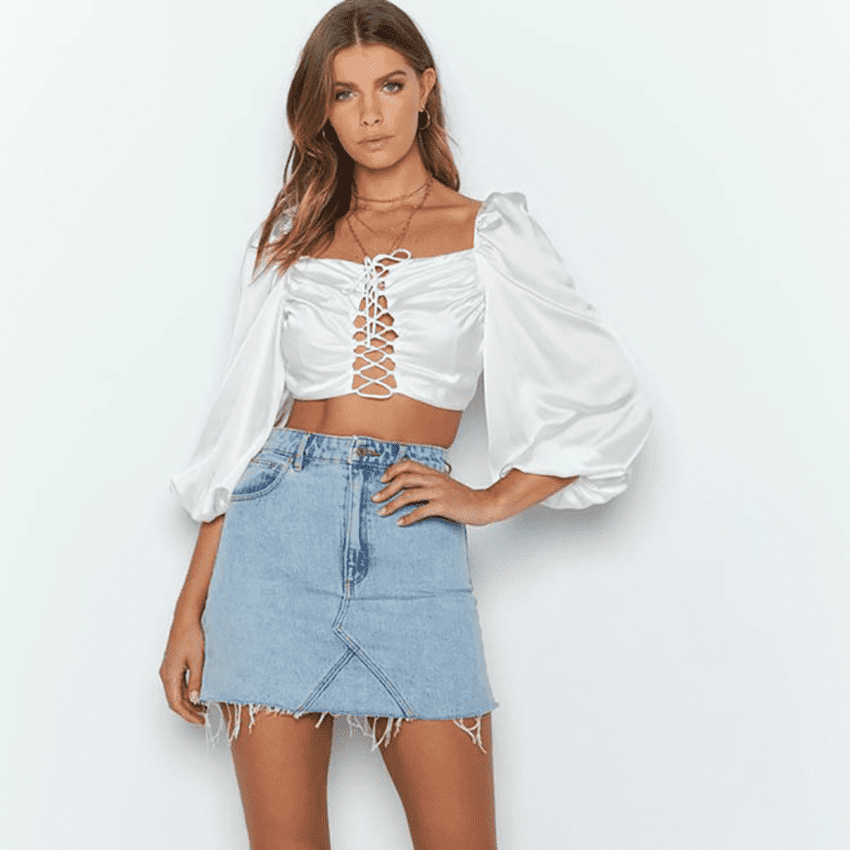 Silk Puff Sleeve Shirt - Ell Soll