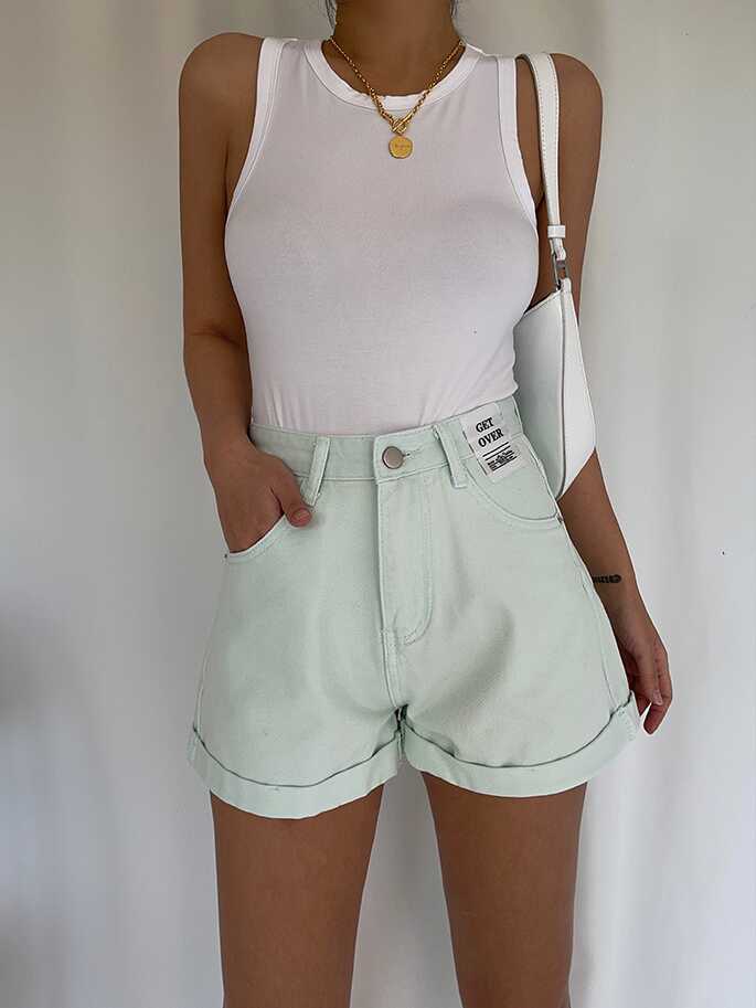 High Waist Wide Denim Shorts - Ell Soll