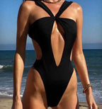One-Piece Hollowed Out Backless Swimwear - Ell Soll