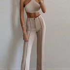 Straight High Waist Slim Pants - Ell Soll