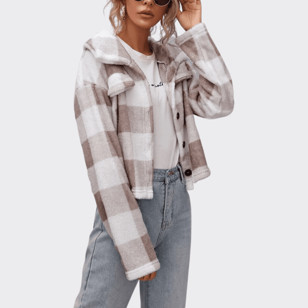 Stylish Plaid Wool Jacket - Ell Soll