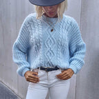 Round Neck Casual Sweater - Ell Soll Round Neck Casual Sweater king-planet.myshopify.com