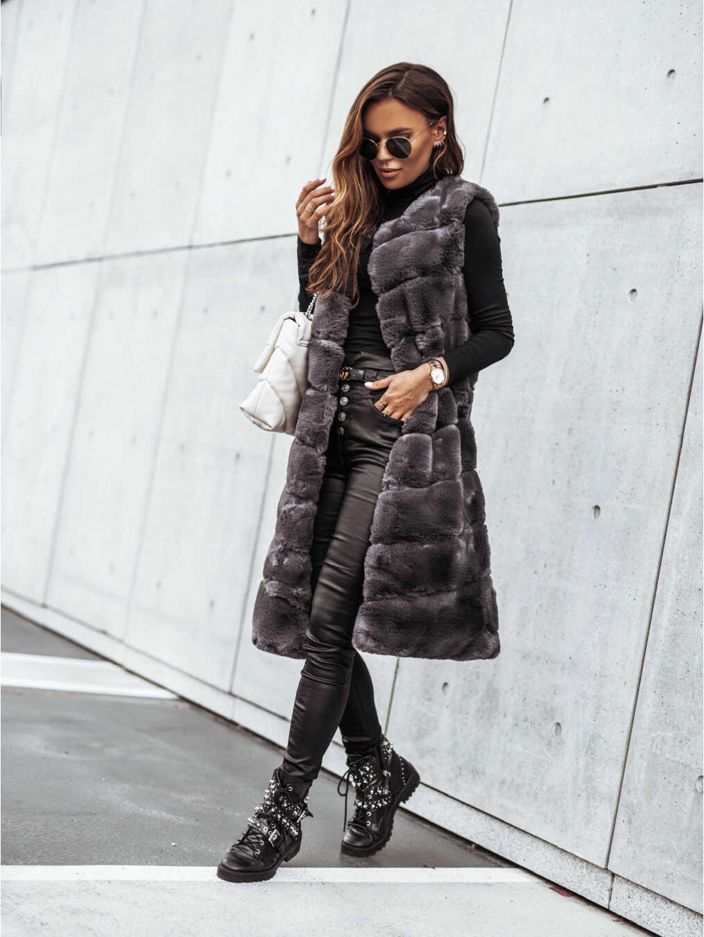 Fur Vest-Jacket - Ell Soll Fur Vest-Jacket king-planet.myshopify.com