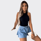 Slim Solid Color Round Neck Knitted Shirt - Ell Soll