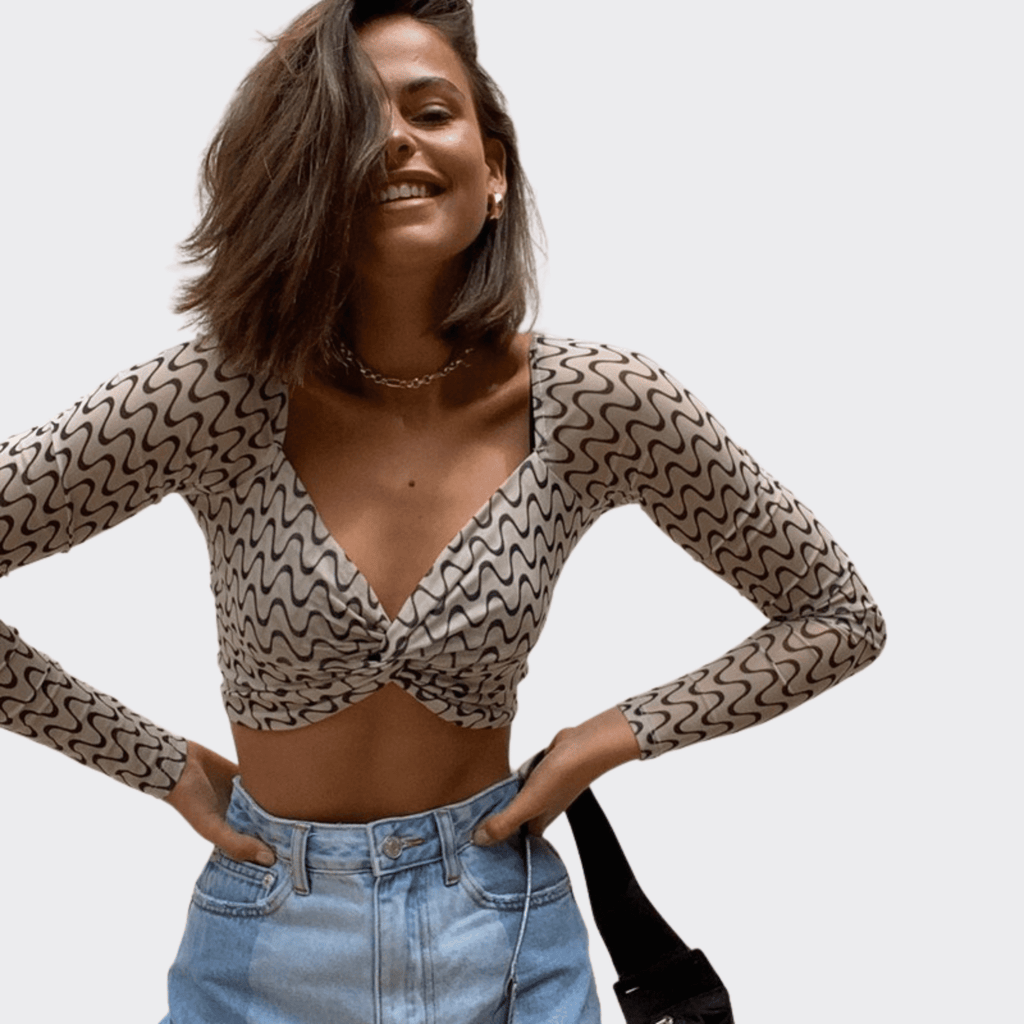 Stripe V-Neck Skinny T-Shirt - Ell Soll Stripe V-Neck Skinny T-Shirt king-planet.myshopify.com