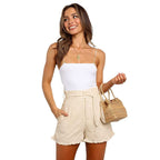 High Waist Belt Waistband Shorts - Ell Soll
