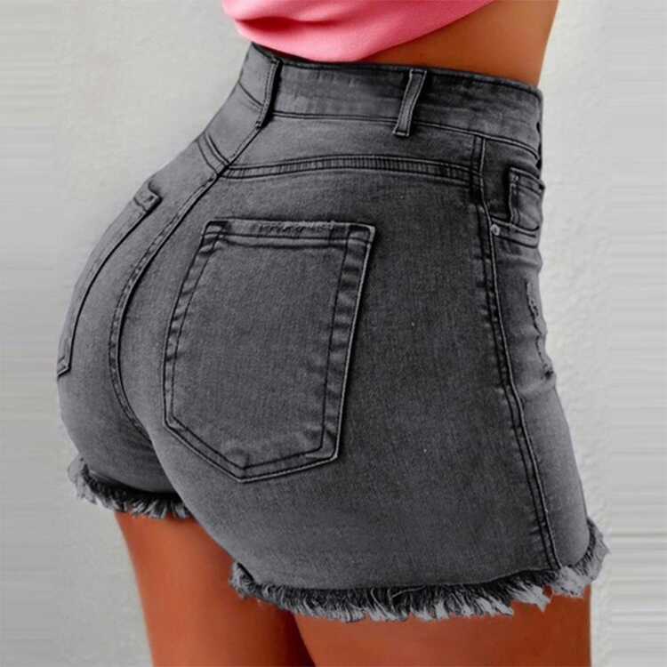 High Waist Tight Denim Shorts - Ell Soll