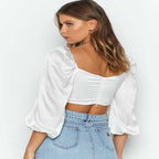 Silk Puff Sleeve Shirt - Ell Soll