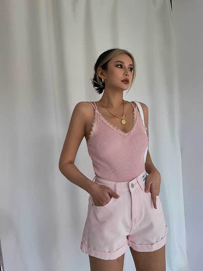 High Waist Wide Denim Shorts - Ell Soll