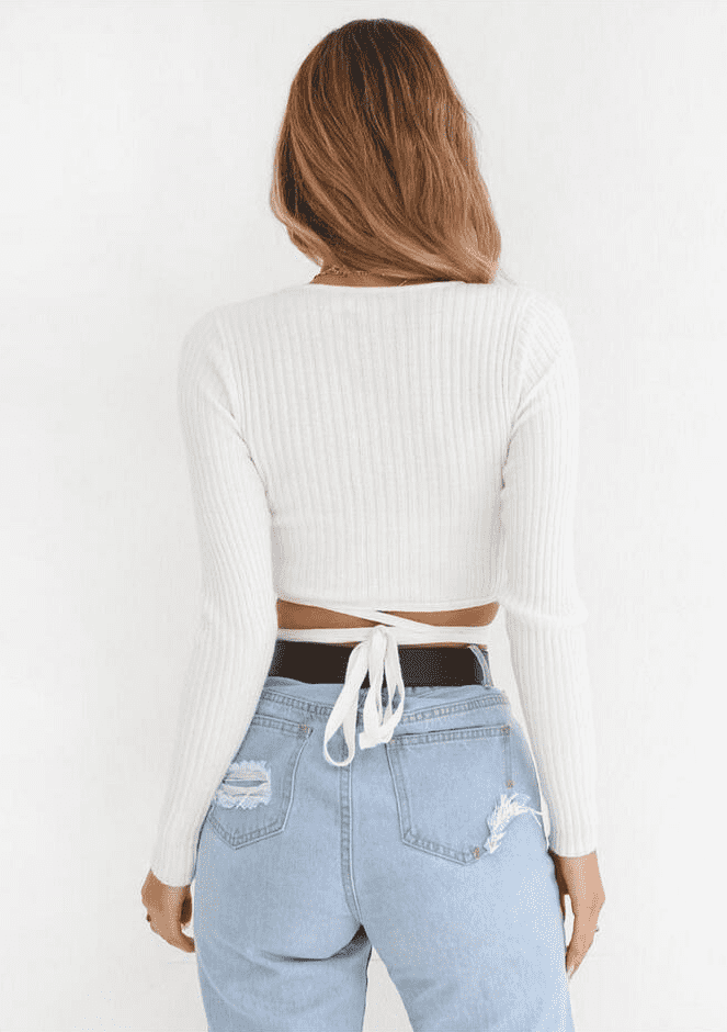 Solid V-Neck Knitted Shirt - Ell Soll