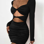 Deep V Hollow Dress - Ell Soll