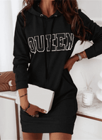 Hooded Letter Casual Dress - Ell Soll