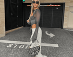 Round Neck Long Sleeve Tied Mesh Shirt - Ell Soll