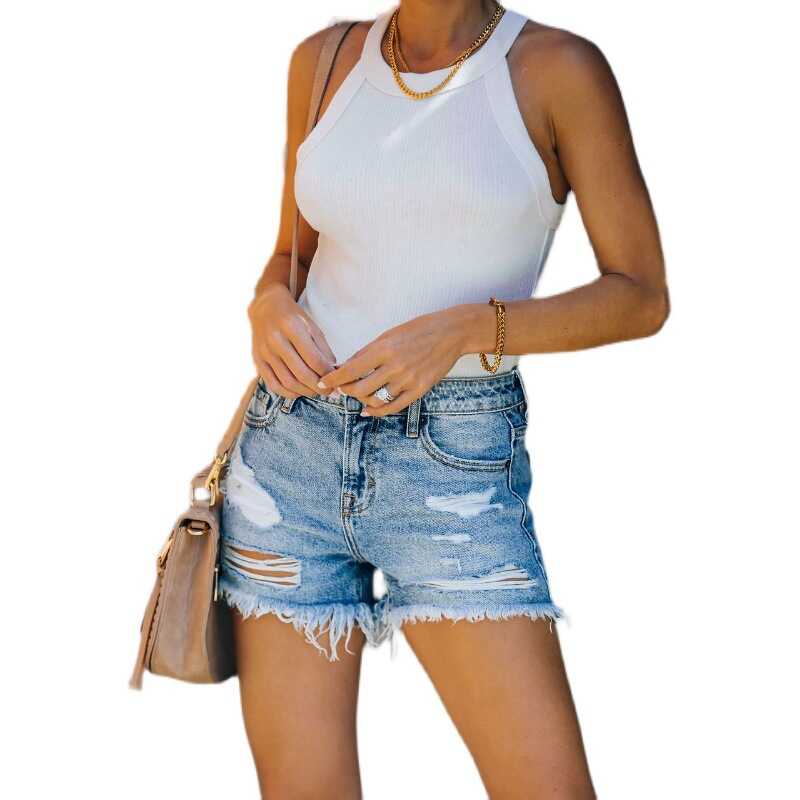 Ripped Denim Shorts - Ell Soll
