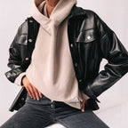 Motorcycle Style Leather Coat - Ell Soll