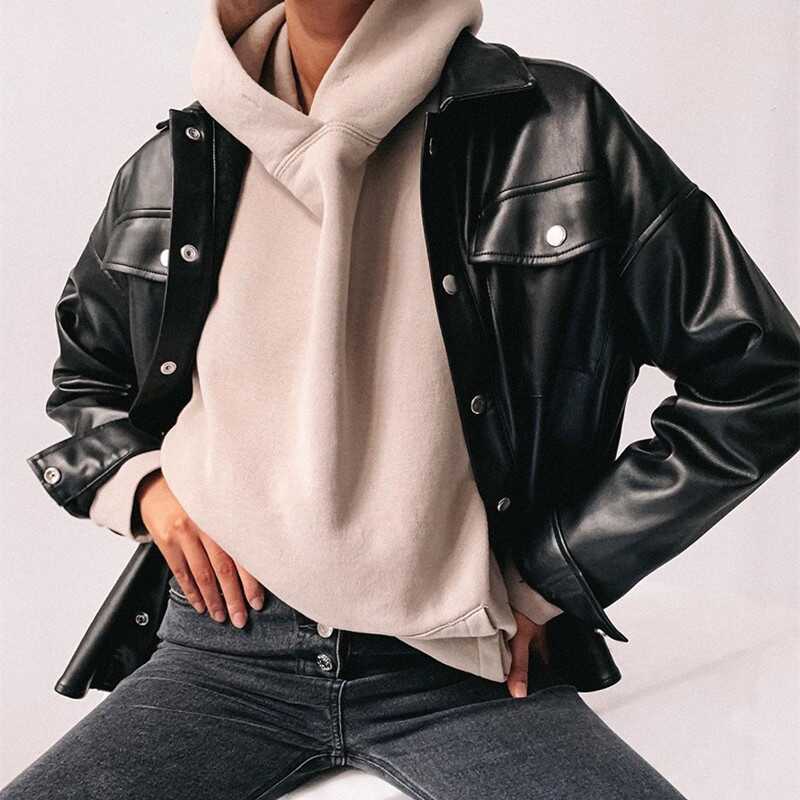 Motorcycle Style Leather Coat - Ell Soll