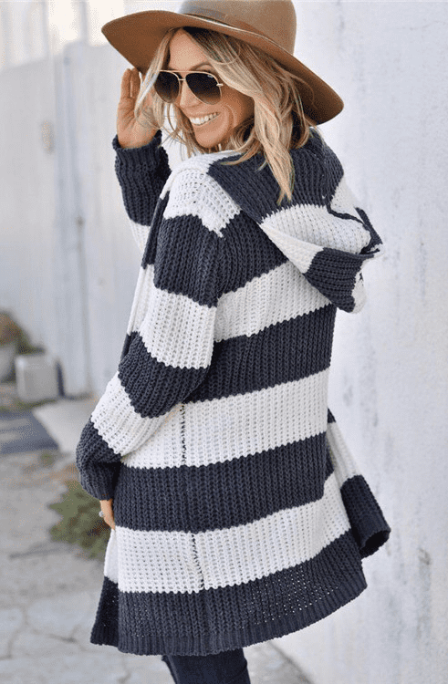 Two-Tone Mid-Length Cardigan Trench - Ell Soll Two-Tone Mid-Length Cardigan Trench king-planet.myshopify.com