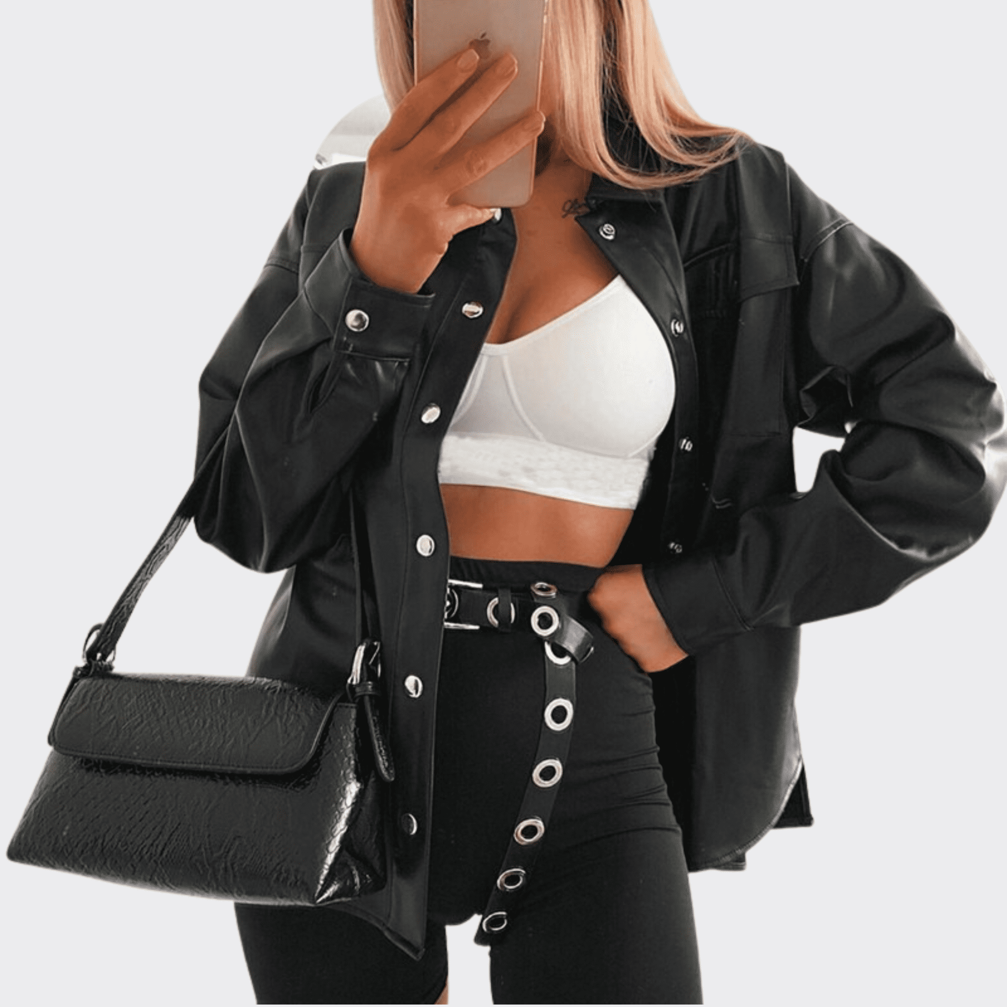 Motorcycle Style Leather Coat - Ell Soll