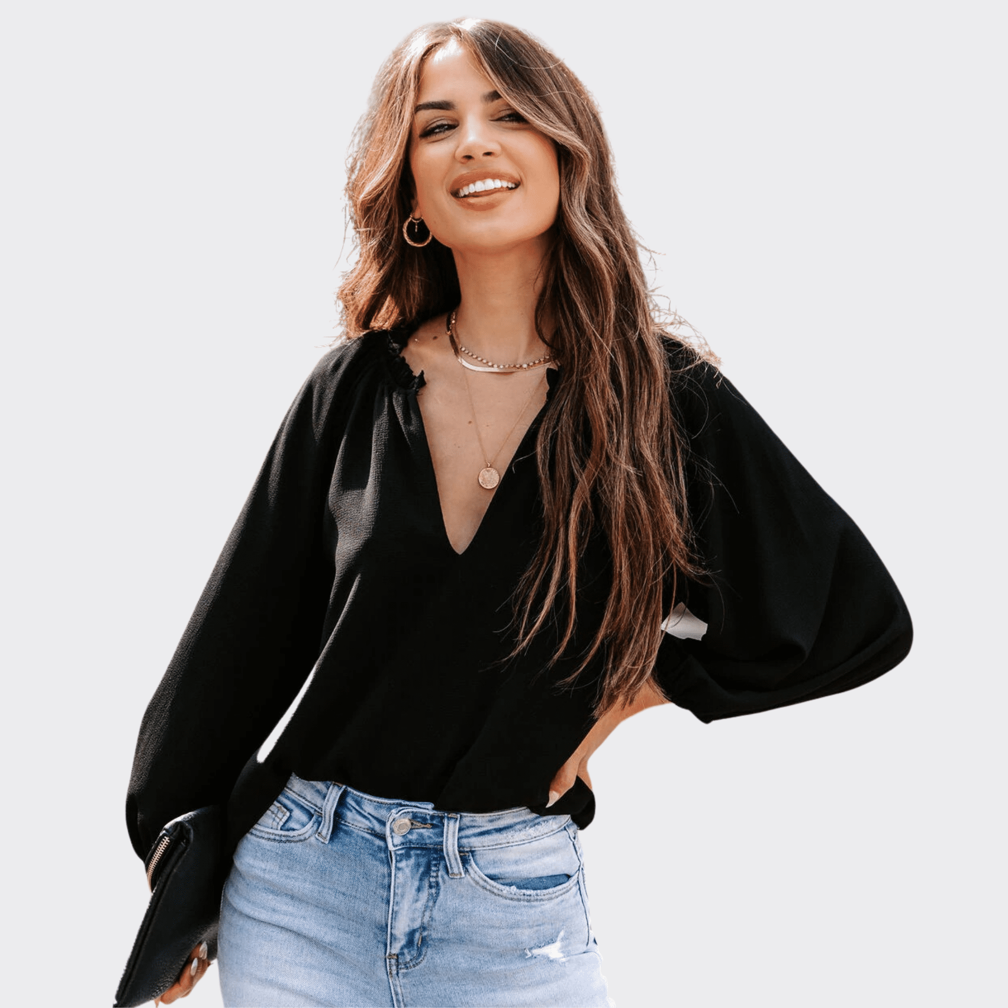 Long Sleeved V-Neck Shirt - Ell Soll