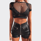 Hip-Lifting Motorcycle PU Shorts - Ell Soll