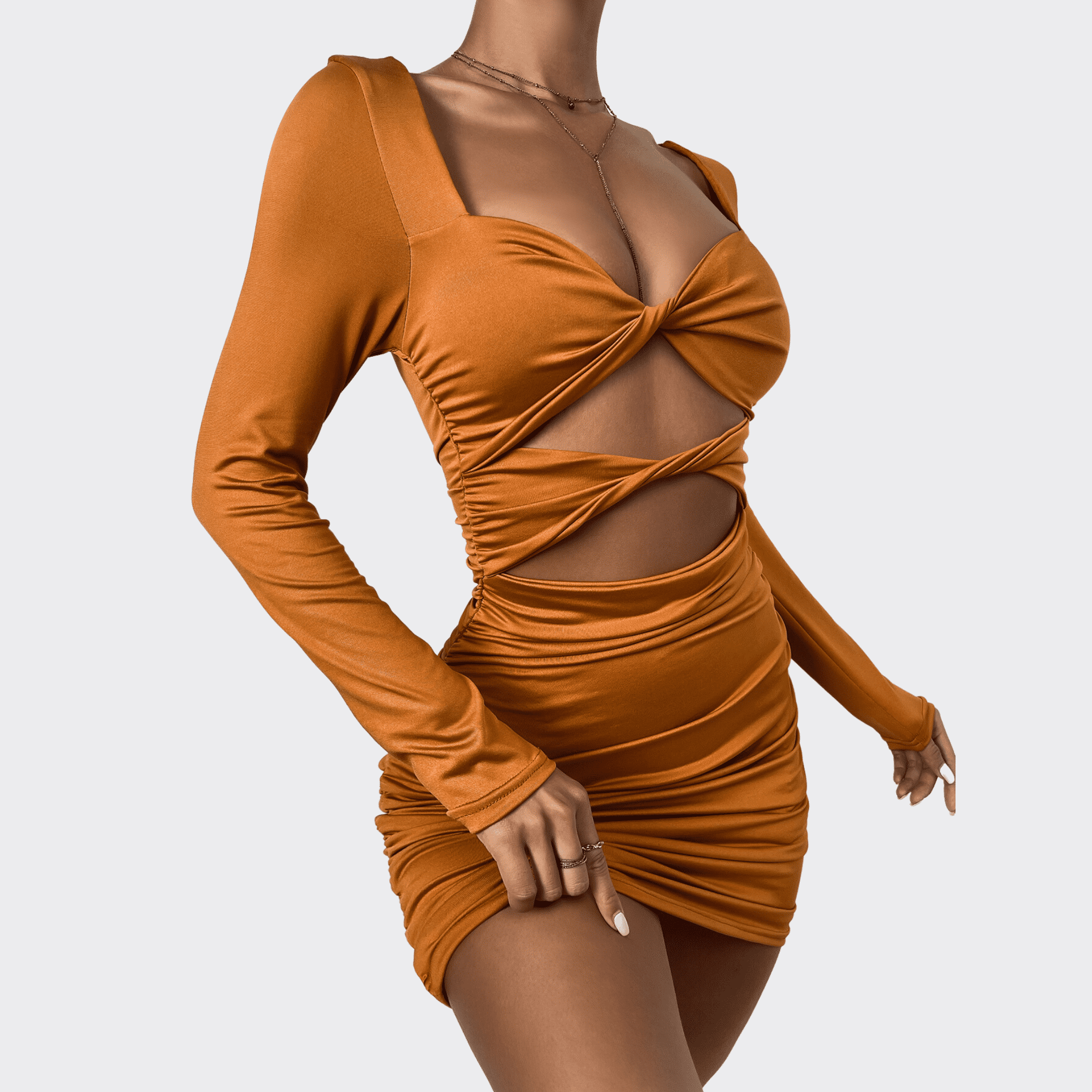 Deep V Hollow Dress - Ell Soll