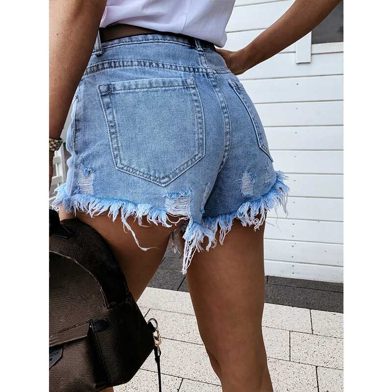 High Ripped Denim Shorts - Ell Soll