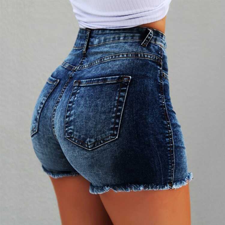 High Waist Tight Denim Shorts - Ell Soll