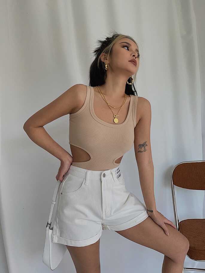 High Waist Wide Denim Shorts - Ell Soll