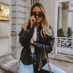 Motorcycle Style Leather Coat - Ell Soll