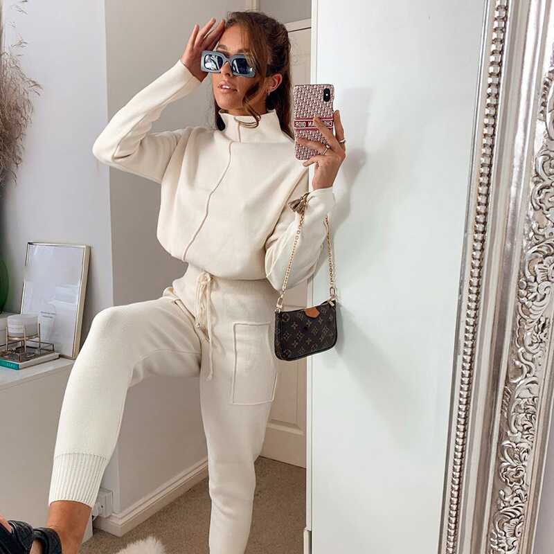 High-Neck Sweater Suit - Ell Soll High-Neck Sweater Suit king-planet.myshopify.com