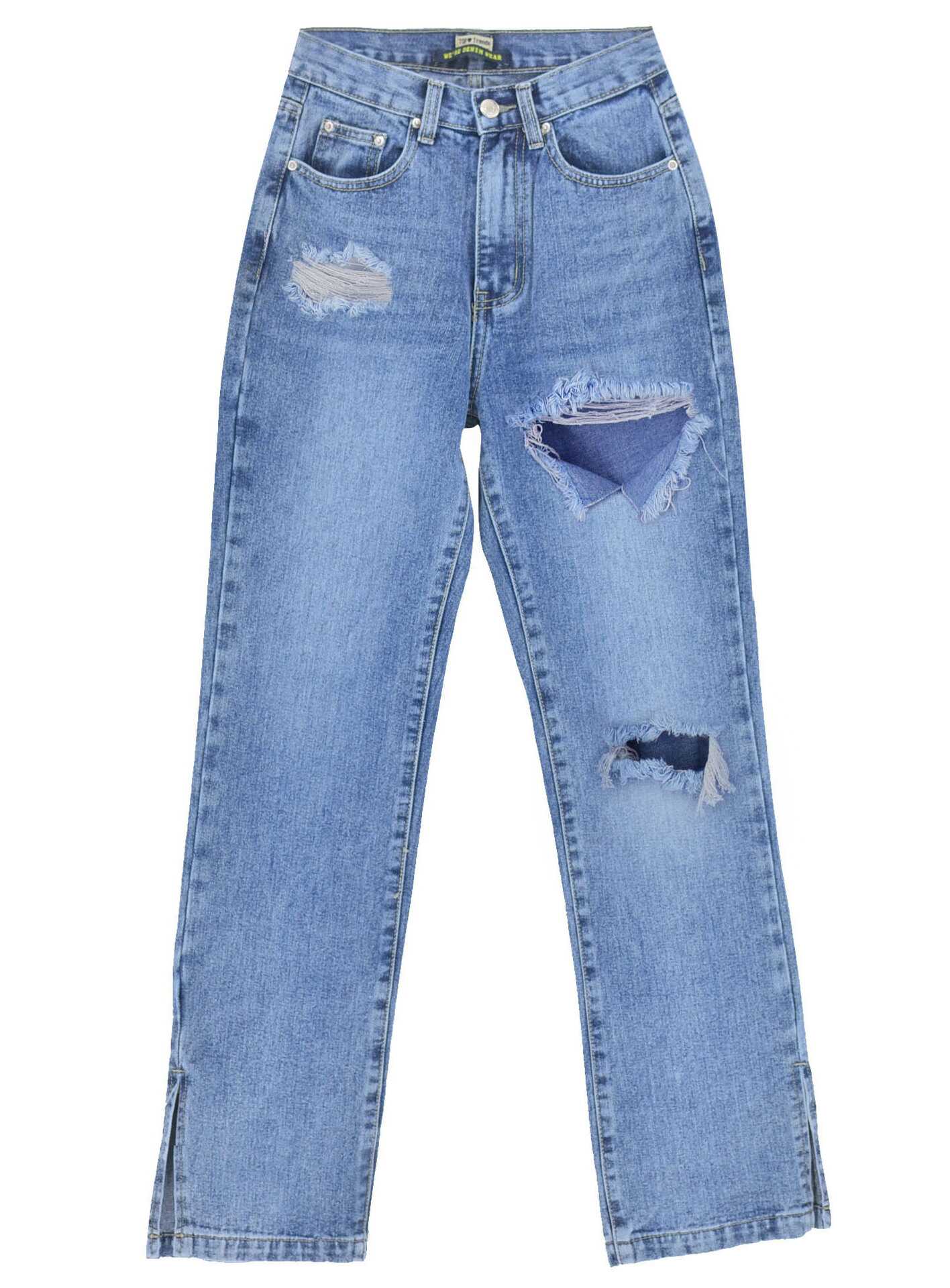 High-Waisted Denim Pants - Ell Soll