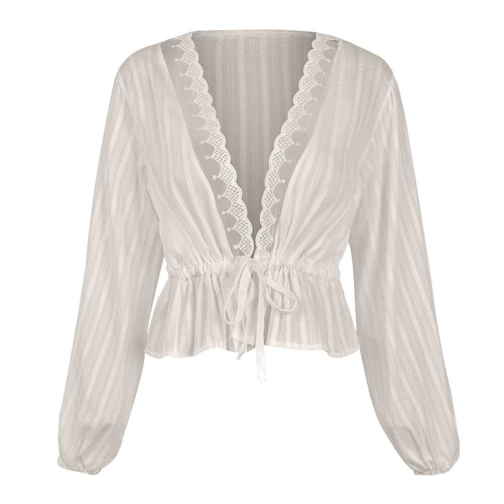 Long-Sleeved White Tying Shirt - Ell Soll