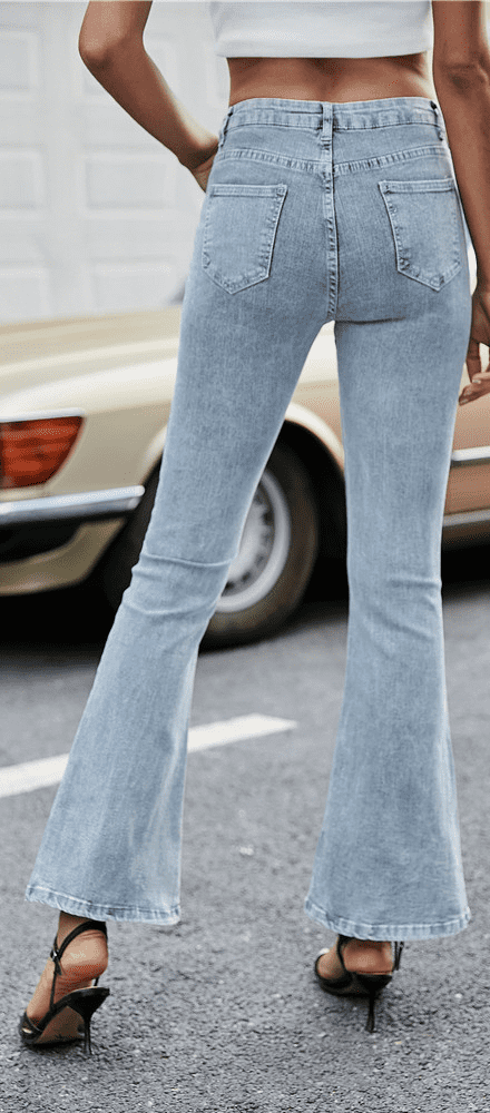 Elastic Split Flared Jeans - Ell Soll
