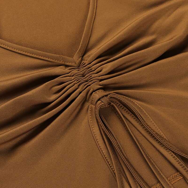 Drawstring V-Neck Shirt - Ell Soll