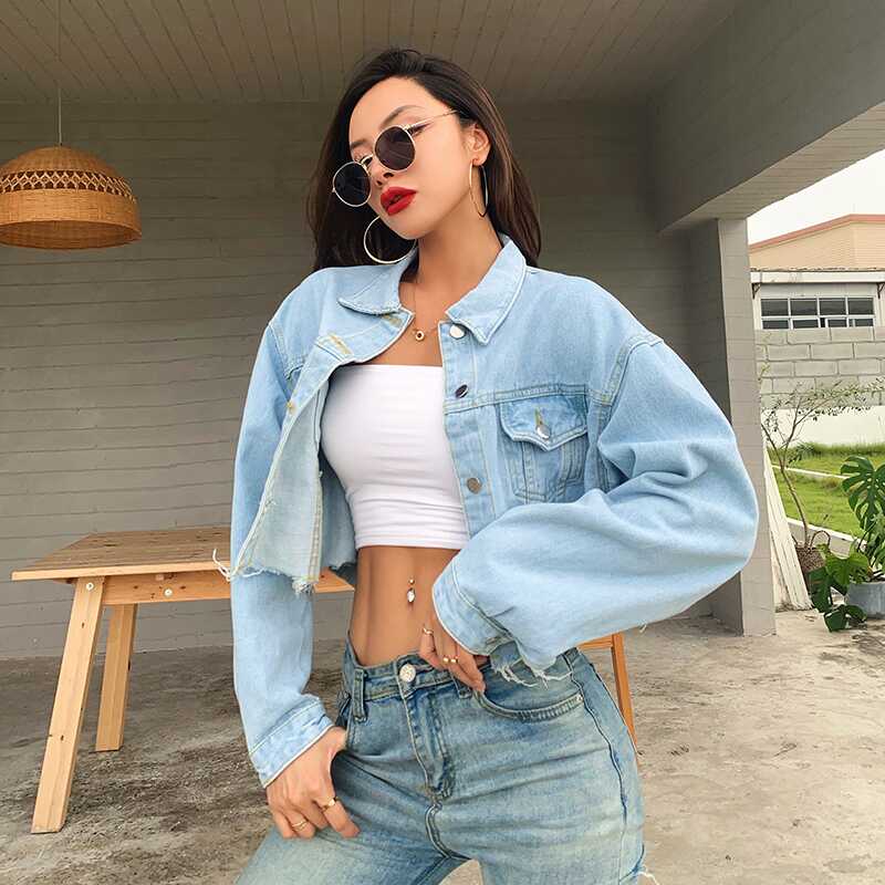 High Waist Oversize Denim Jacket - Ell Soll