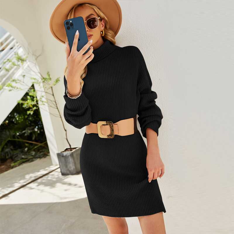 Long Pullover Knitted Sweater Dress - Ell Soll Long Pullover Knitted Sweater Dress king-planet.myshopify.com