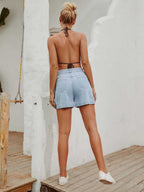 High Waist Denim Shorts - Ell Soll