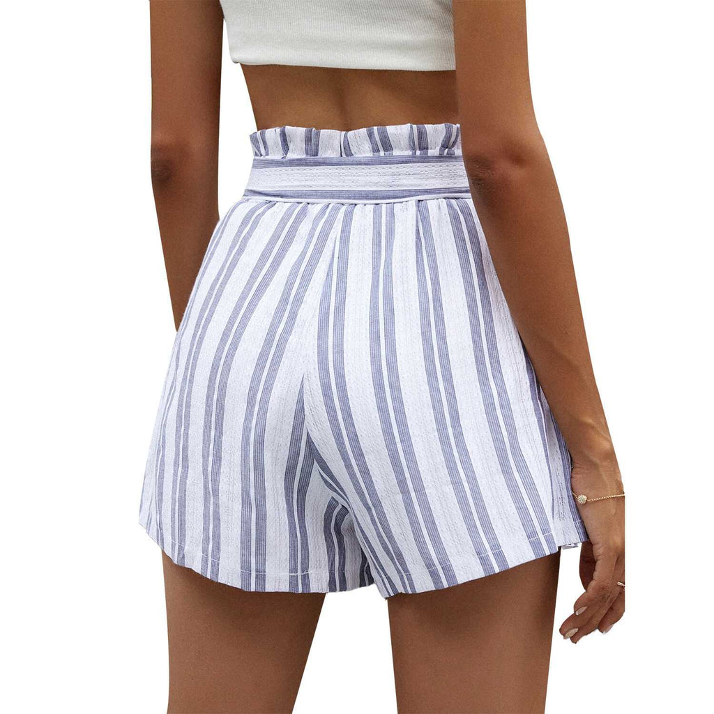 High Waist Striped Shorts - Ell Soll