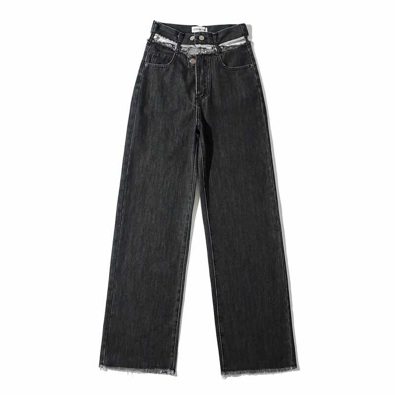 Open Waist Denim Pants - Ell Soll