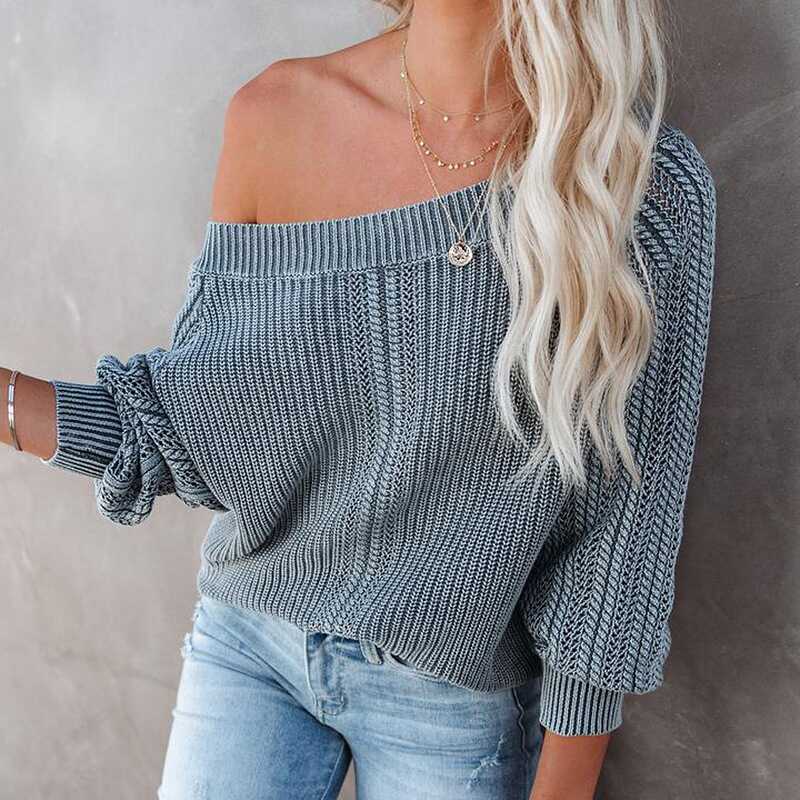 V-Neck Lantern Sleeve Sweater - Ell Soll