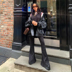 High Flare Leg Jeans - Ell Soll High Flare Leg Jeans king-planet.myshopify.com