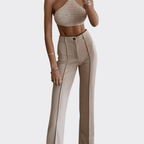 Straight High Waist Slim Pants - Ell Soll