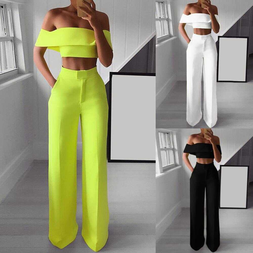 Strapless and Wide Leg Pants Set - Ell Soll