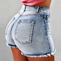 High Waist Tight Denim Shorts - Ell Soll