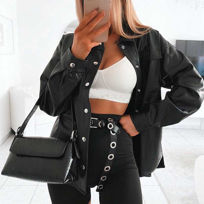 Motorcycle Style Leather Coat - Ell Soll