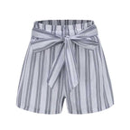 High Waist Striped Shorts - Ell Soll