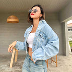 High Waist Oversize Denim Jacket - Ell Soll
