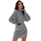 Mid-Length High Neck Pullover Dress - Ell Soll