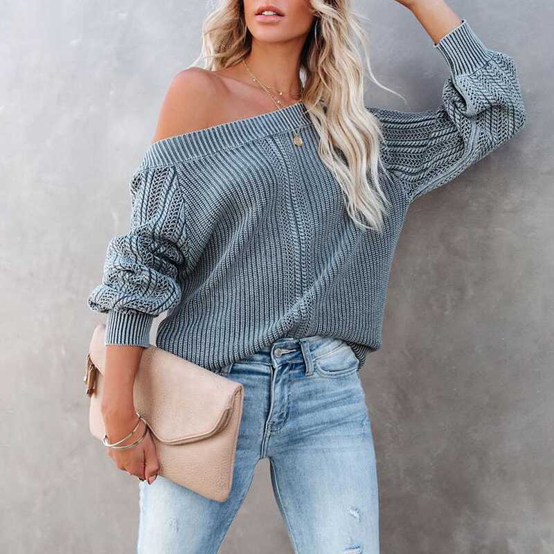 V-Neck Lantern Sleeve Sweater - Ell Soll