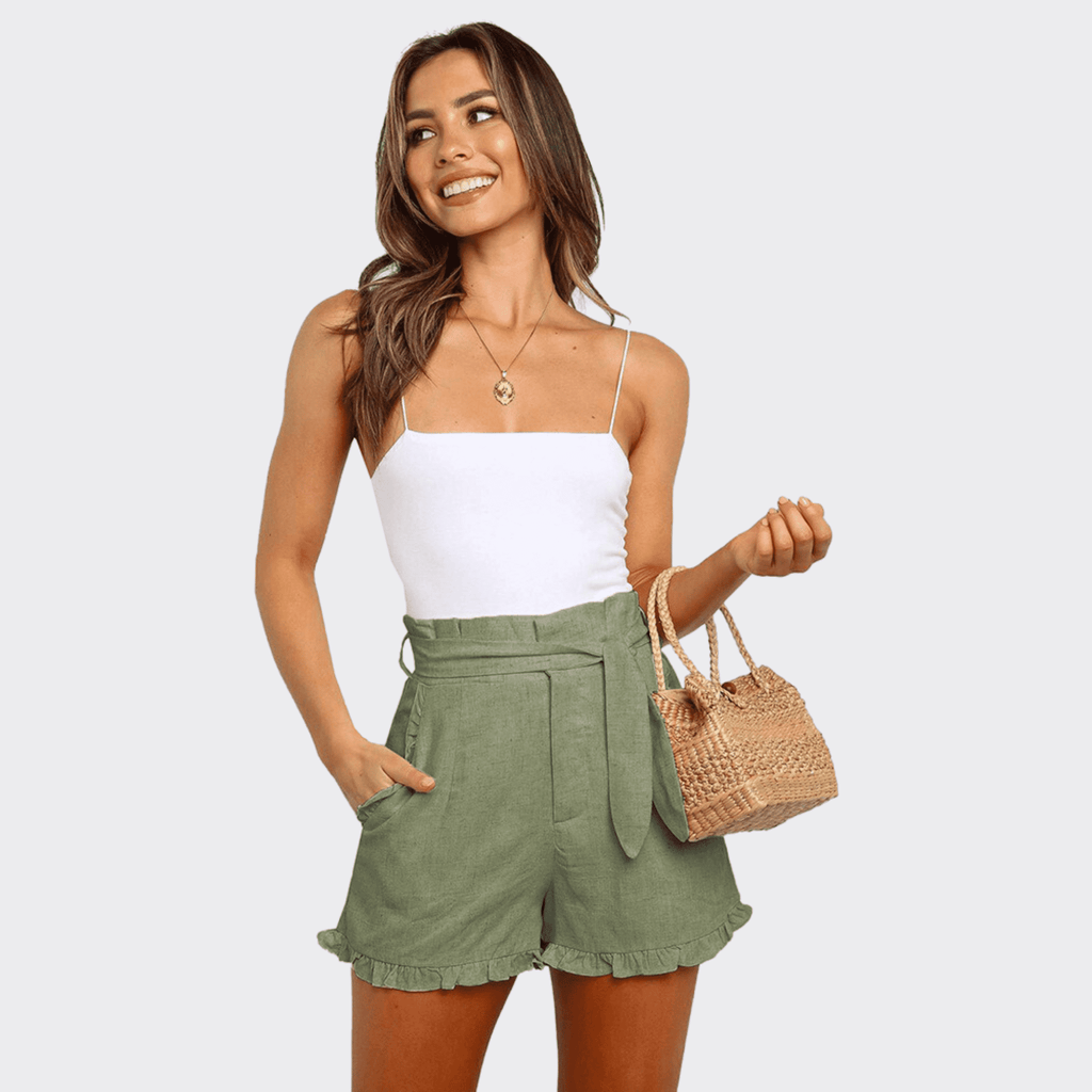 High Waist Belt Waistband Shorts - Ell Soll